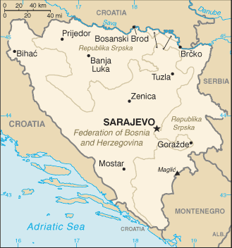 Map of Bosnia and Herzegovina