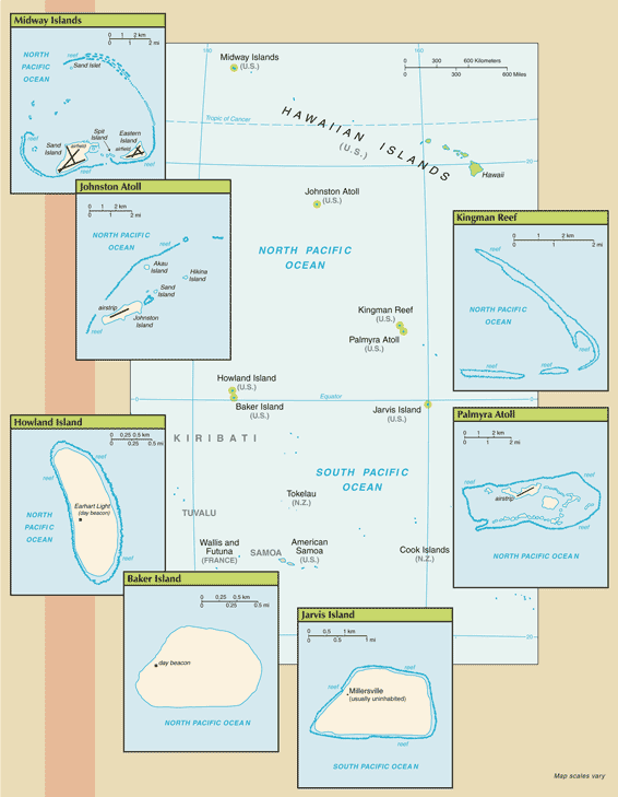 Map of United States Pacific Island Wildlife Refuges