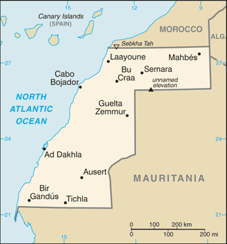 Map of Western Sahara